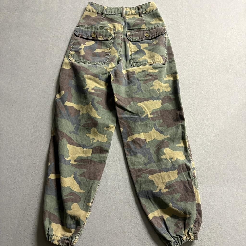 Topshop Camo Cargo Jogger Pants Womens US 2 Green Camouflage High Rise Cotton