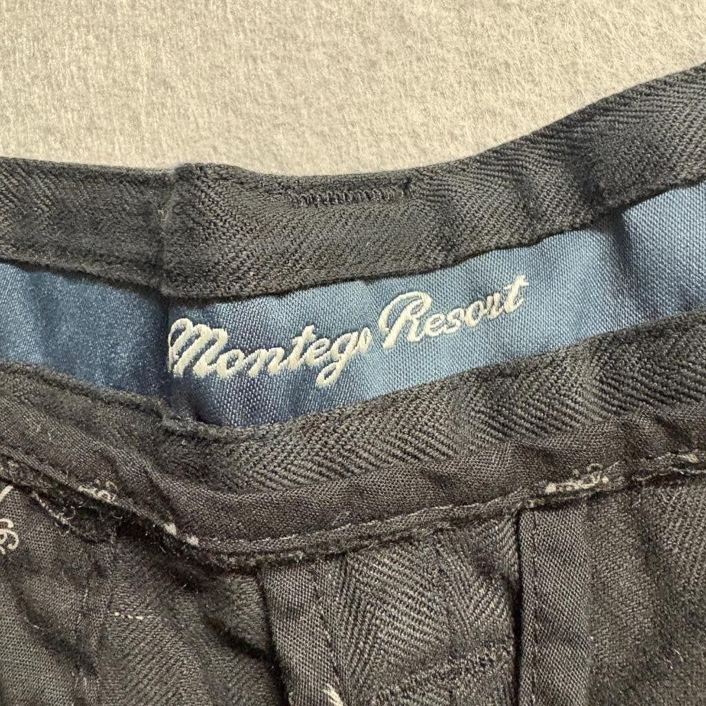 Montego Resort Silk Shorts Womens 32 Black Herringbone Pleated Casual Summer