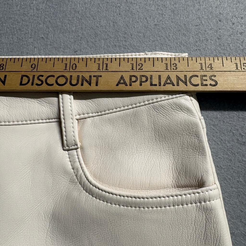 Aritzia Wilfred The Melina Pant Faux Leather Straight Leg Cream Beige Women's