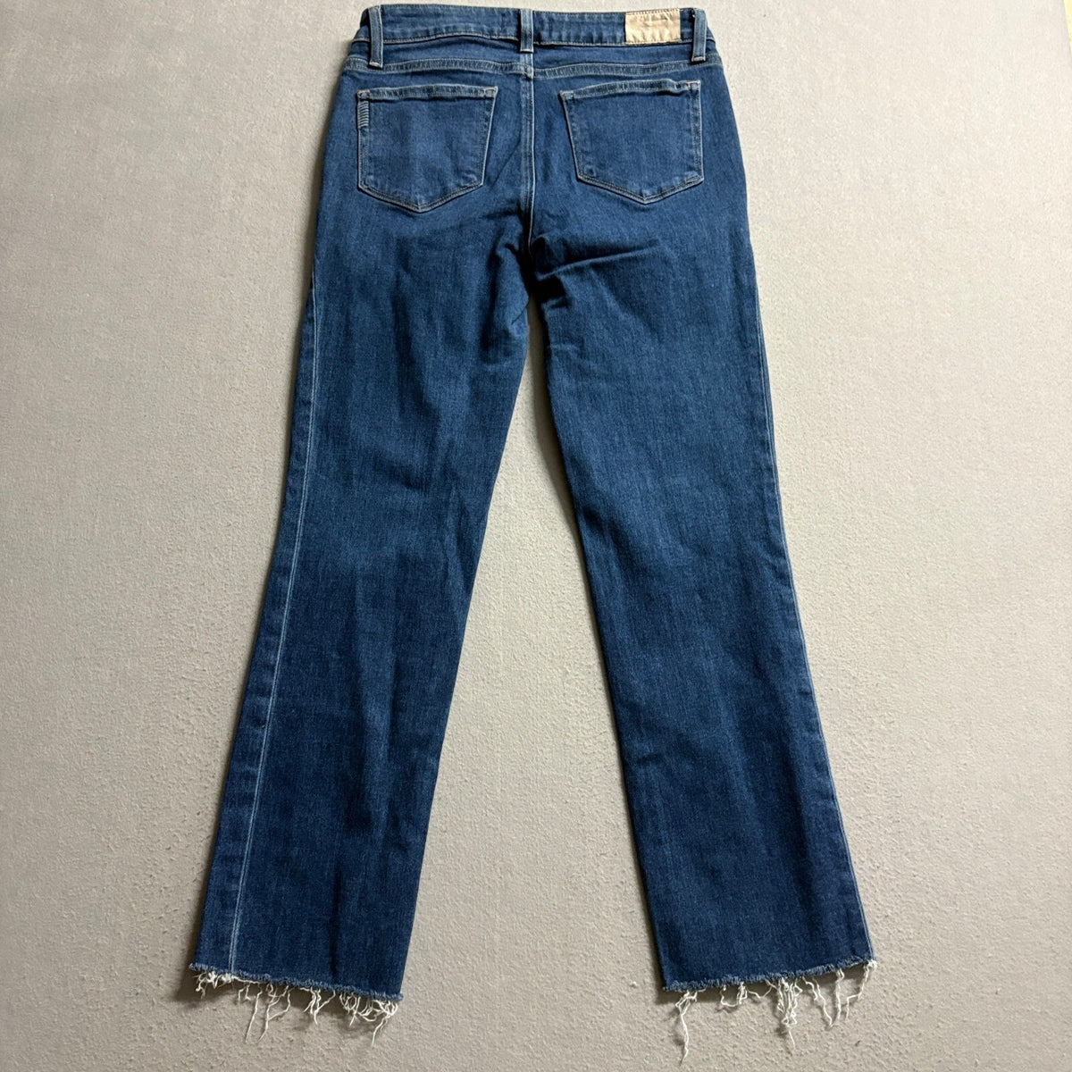 Paige Amber Slim Straight Jeans Womens 28 Blue Denim Raw Hem Stretch