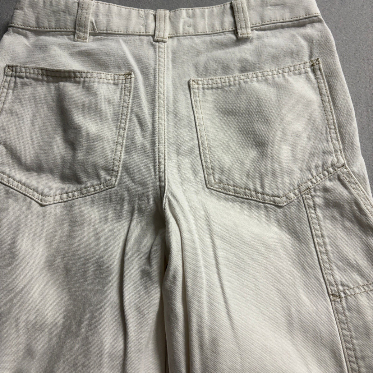 Zara Origins Carpenter Pants Womens 29 Off White Cotton Utility Workwear Canvas