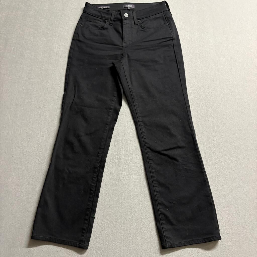 NYDJ Marilyn Straight Jeans Womens Size 0 Black Lift Tuck Stretch Denim