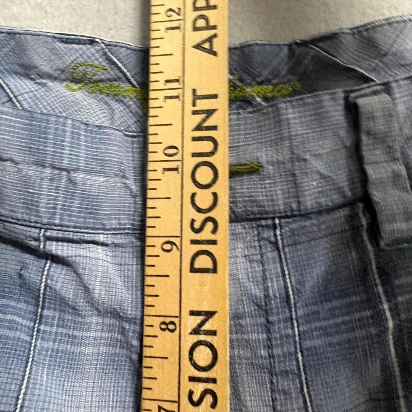 Tommy Bahama Mens 36 Linen Silk Blend Plaid Chino Shorts Blue Casual