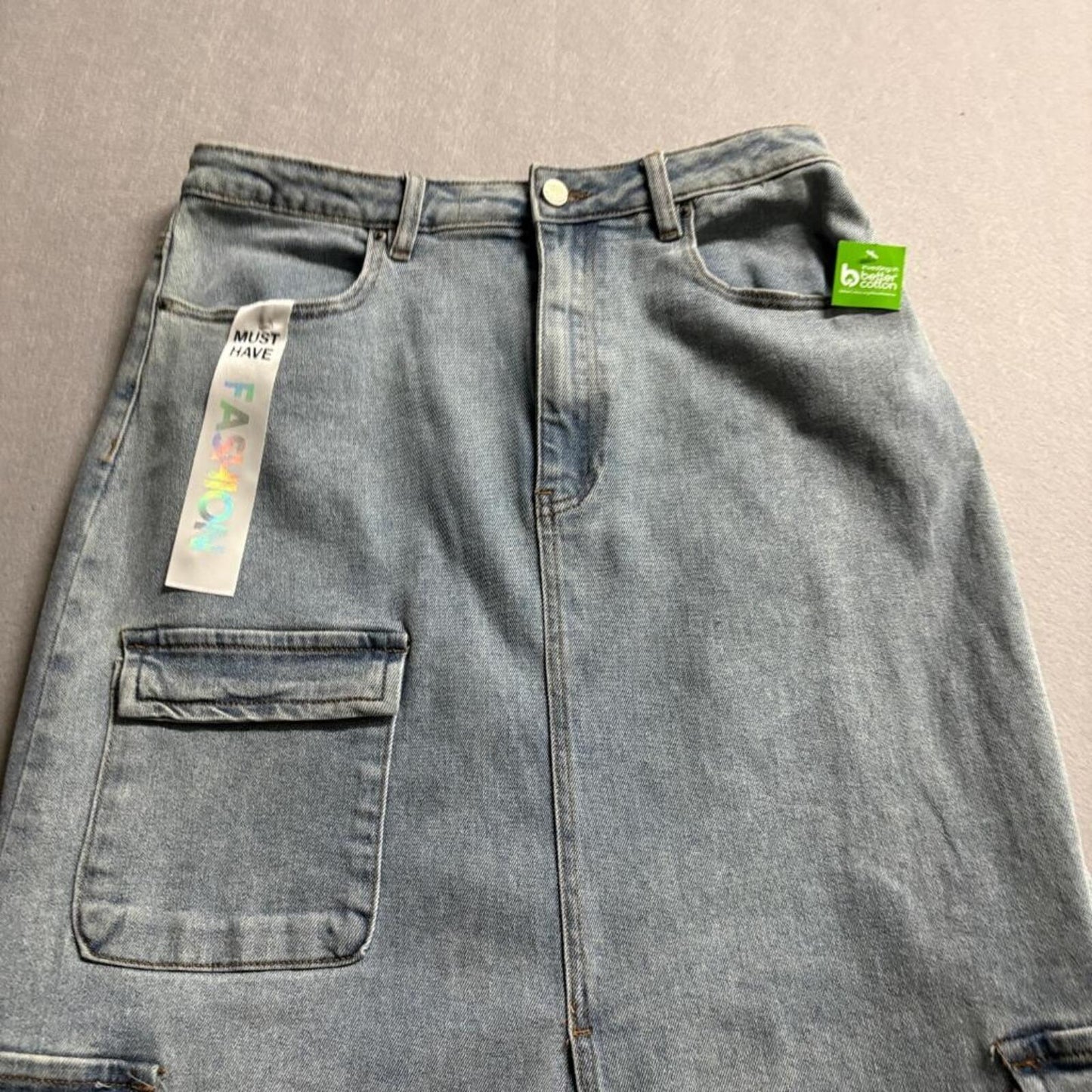 Tinseltown Denim Cargo Maxi Skirt Womens Size 11/30 Blue High Rise Raw Hem New