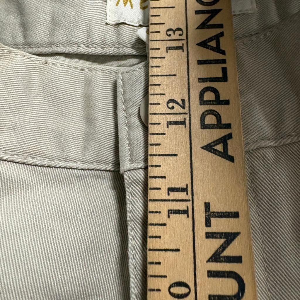 Merona Mens Chino Pants 38x32 Beige Khaki Cotton Flat Front Straight Leg