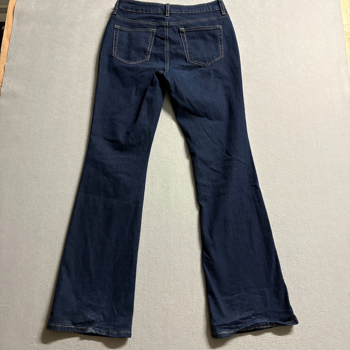 Almost Famous Women Bootcut Flare Jeans Size 7 Dark Wash Blue Stretch Denim