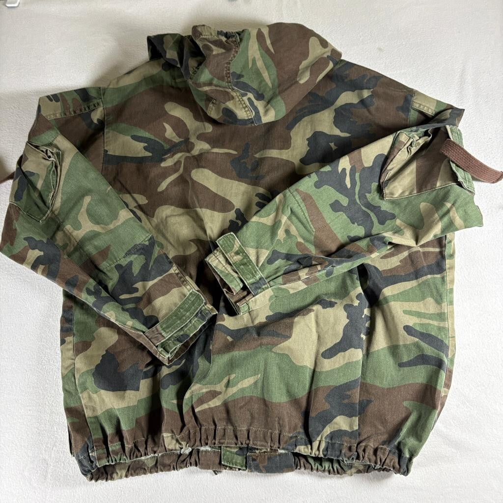 Zara 1975 Camouflage Hooded Field Jacket Mens Small Green Woodland Camo Utility