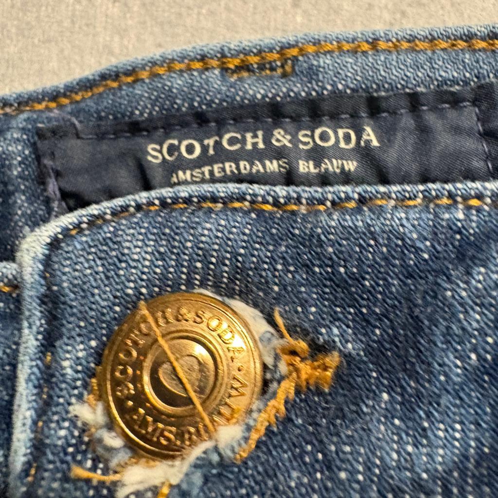 Scotch and Soda Amsterdams Blauw Distressed Skinny Jeans Womens 28/32 Blue