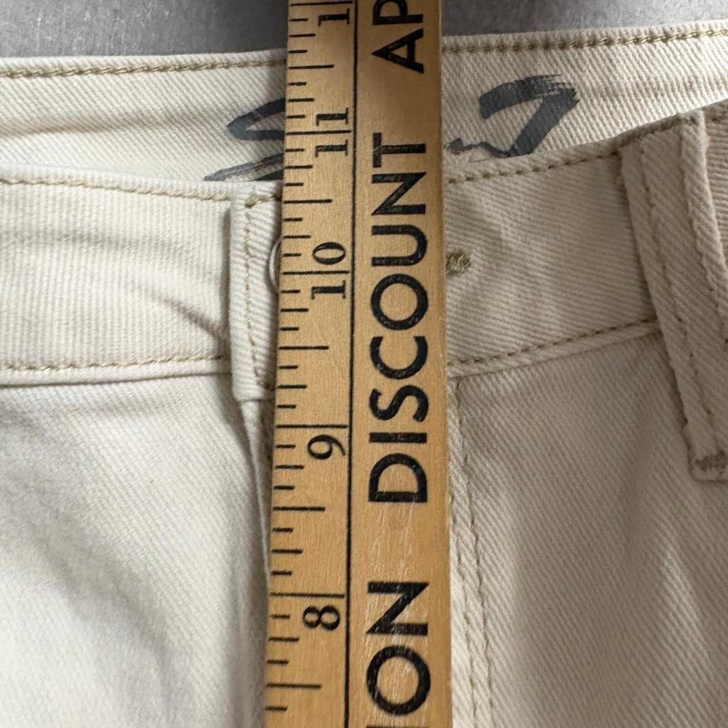 Seven7 Slim Straight Jeans Womens Size 12 Off White Beige Stretch Denim Pants