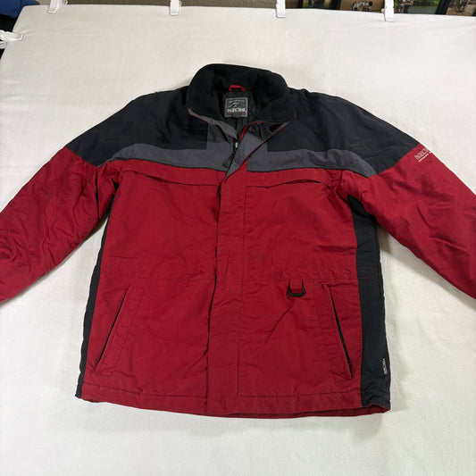 Pacific Trail Jacket Mens L Red Black Winter Coat Ski Outdoor Zip Hood Heavy