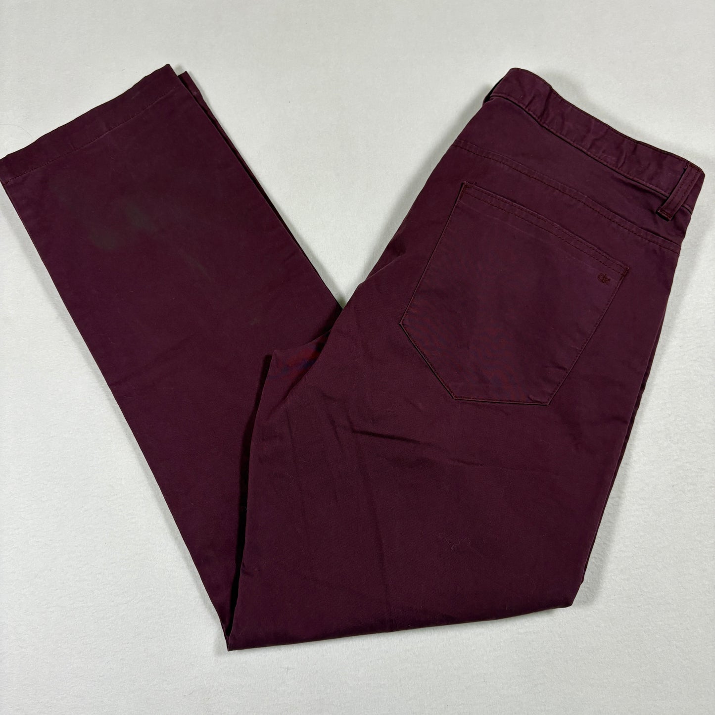 Calvin Klein mens slim fit pants size 33x30 burgundy red stretch casual Y2K