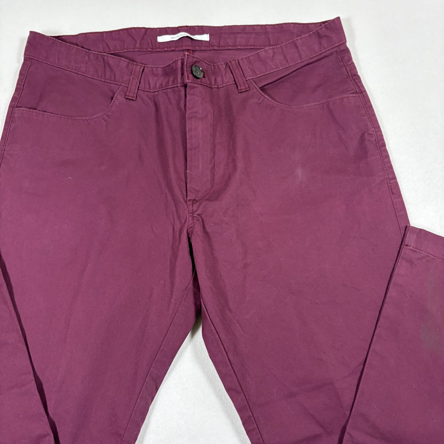 Calvin Klein mens slim fit pants size 33x30 burgundy red stretch casual Y2K