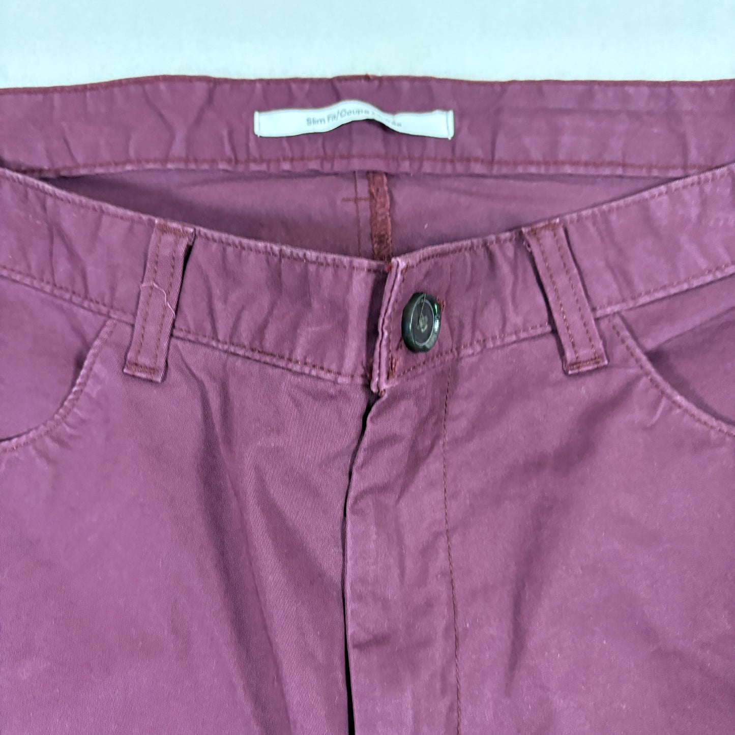 Calvin Klein mens slim fit pants size 33x30 burgundy red stretch casual Y2K