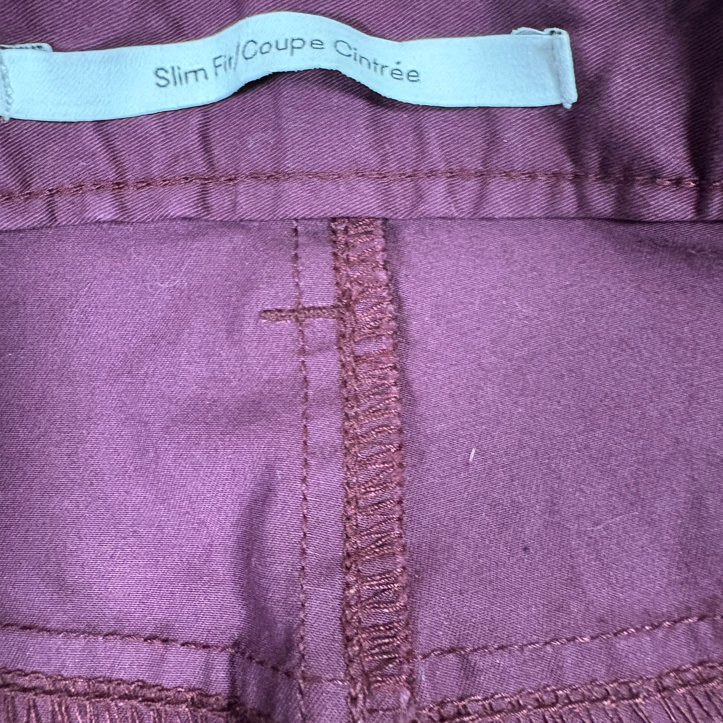 Calvin Klein mens slim fit pants size 33x30 burgundy red stretch casual Y2K