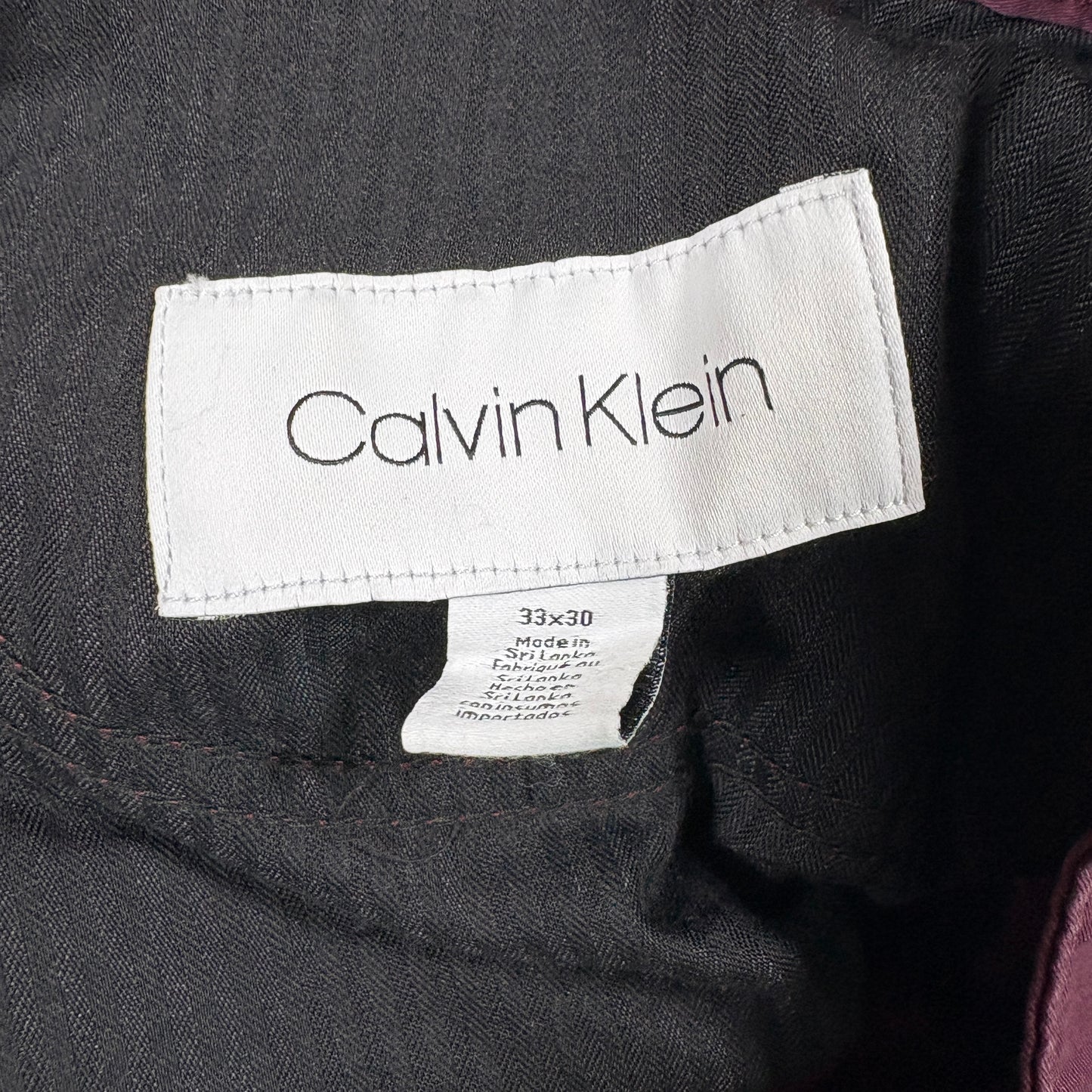 Calvin Klein mens slim fit pants size 33x30 burgundy red stretch casual Y2K