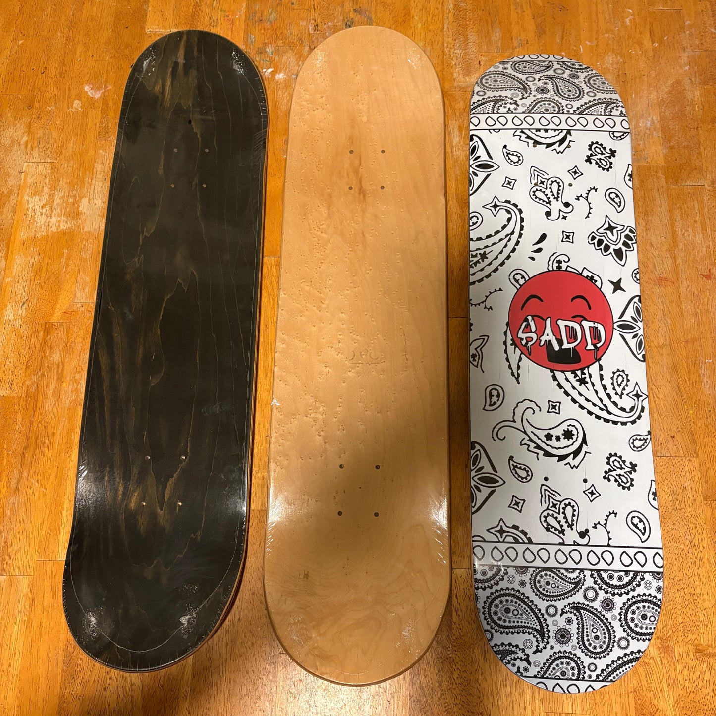 Skateboard Deck Lot Of 3 Mens 8 Inch Street Skate Graphic Bottom Blank Top