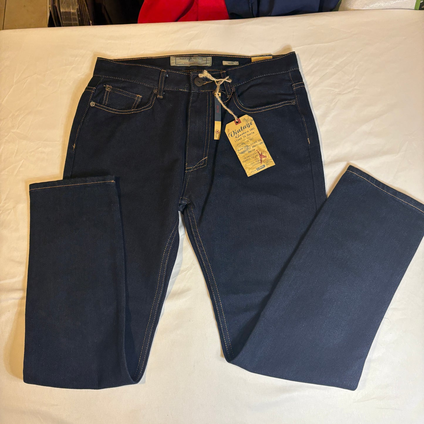 Vintage Genes 1891 Slim Fit Dark Wash Jeans Men’s Denim Pants NWT