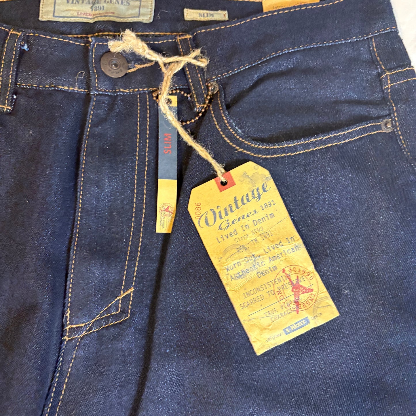Vintage Genes 1891 Slim Fit Dark Wash Jeans Men’s Denim Pants NWT