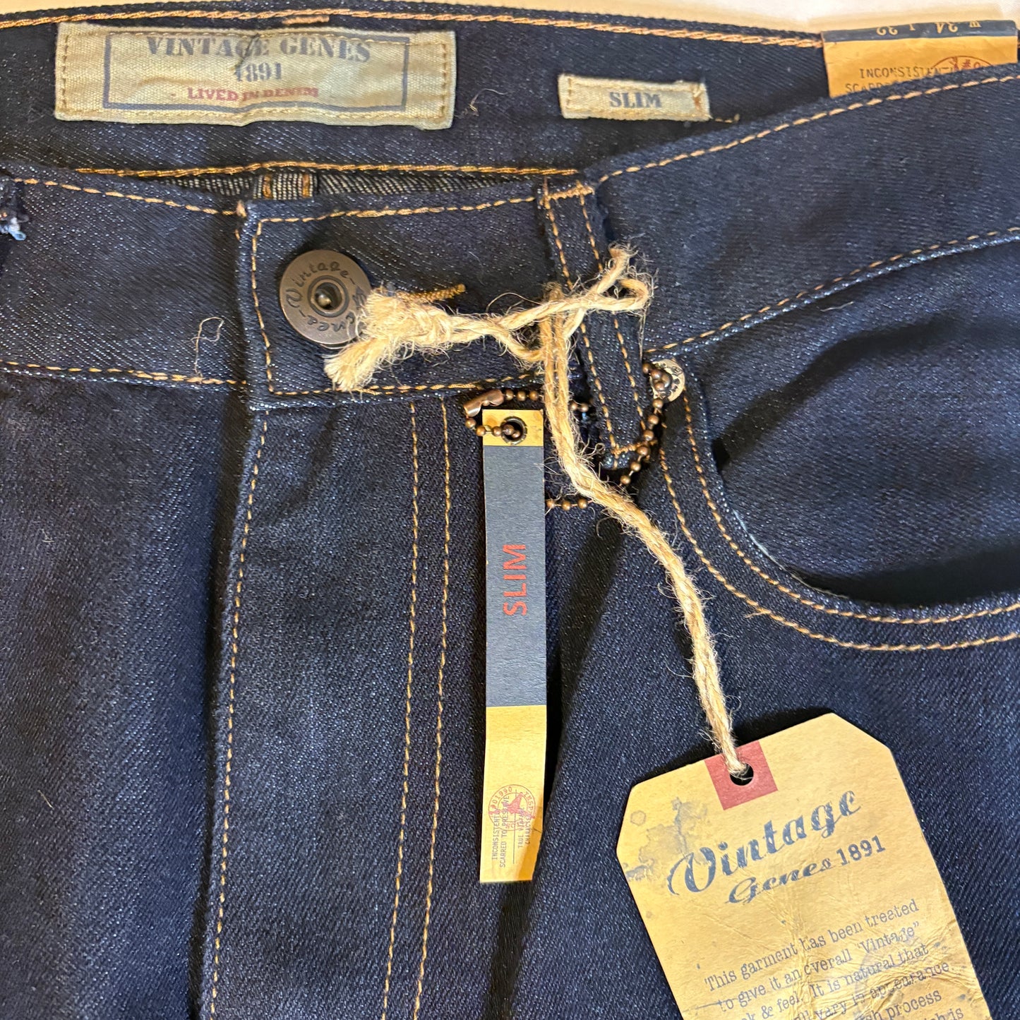 Vintage Genes 1891 Slim Fit Dark Wash Jeans Men’s Denim Pants NWT