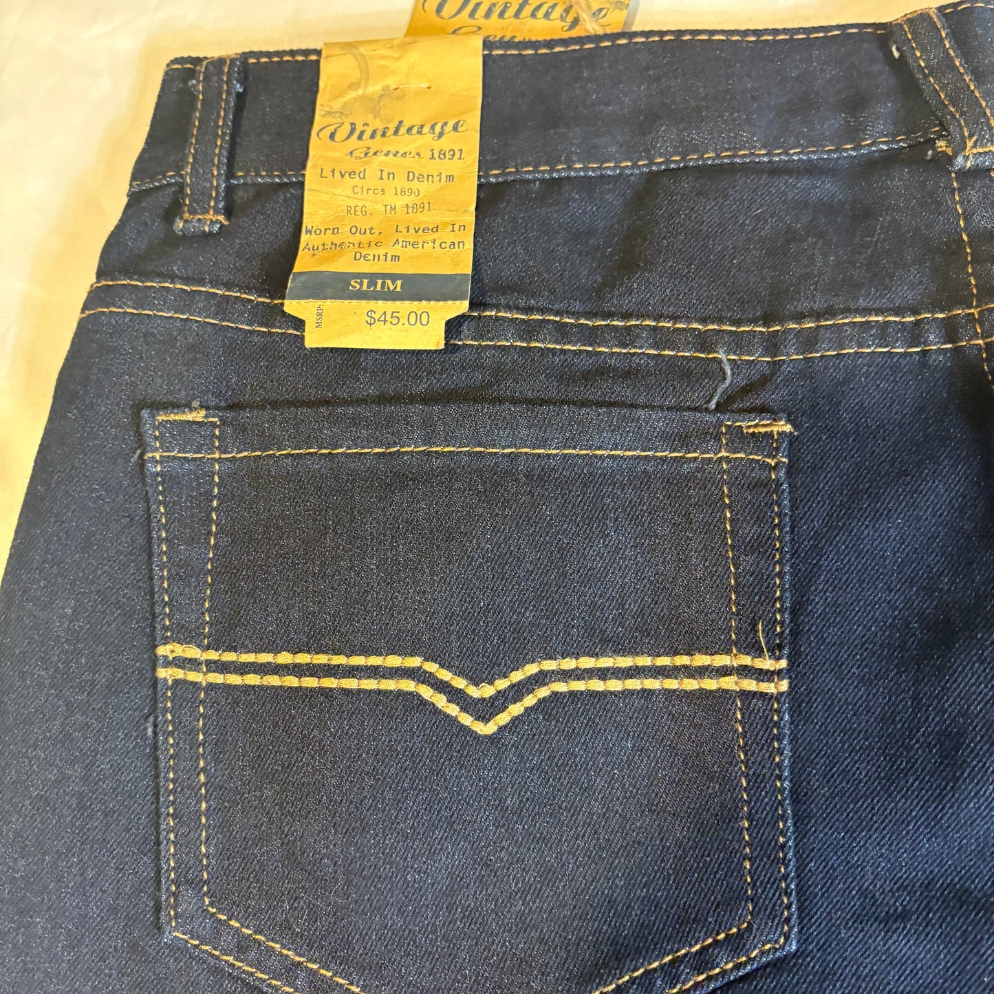 Vintage Genes 1891 Slim Fit Dark Wash Jeans Men’s Denim Pants NWT