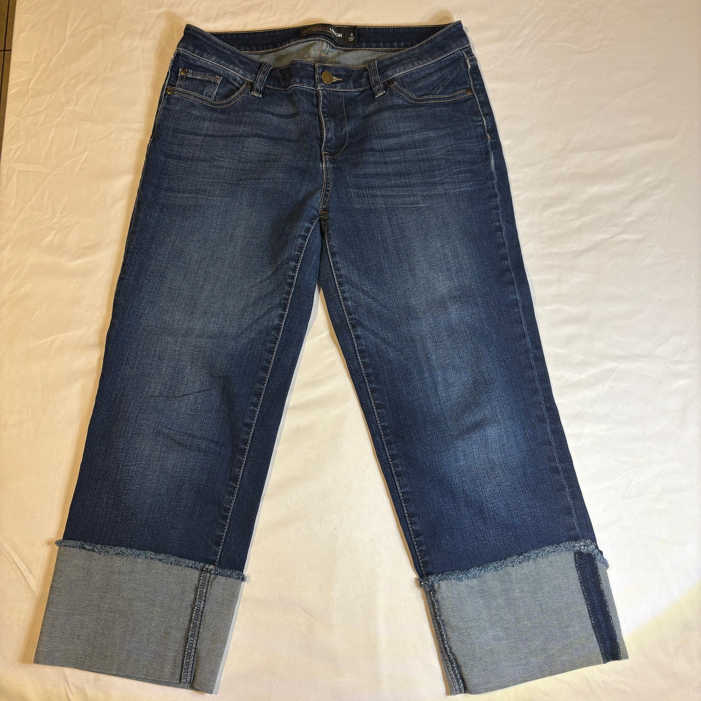 Gabrielle Union NY&Co Women’s Jeans Size 6 Blue Denim Wide Cuffed Hem Pants