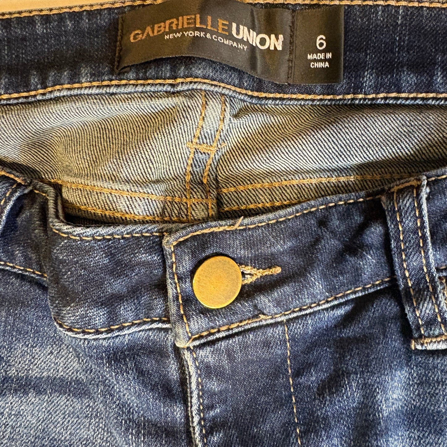 Gabrielle Union NY&Co Women’s Jeans Size 6 Blue Denim Wide Cuffed Hem Pants