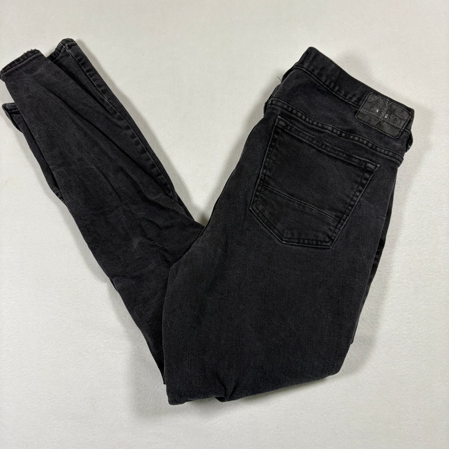 PacSun mens jeans size 33x30 black stacked skinny distressed grunge Y2K zipper