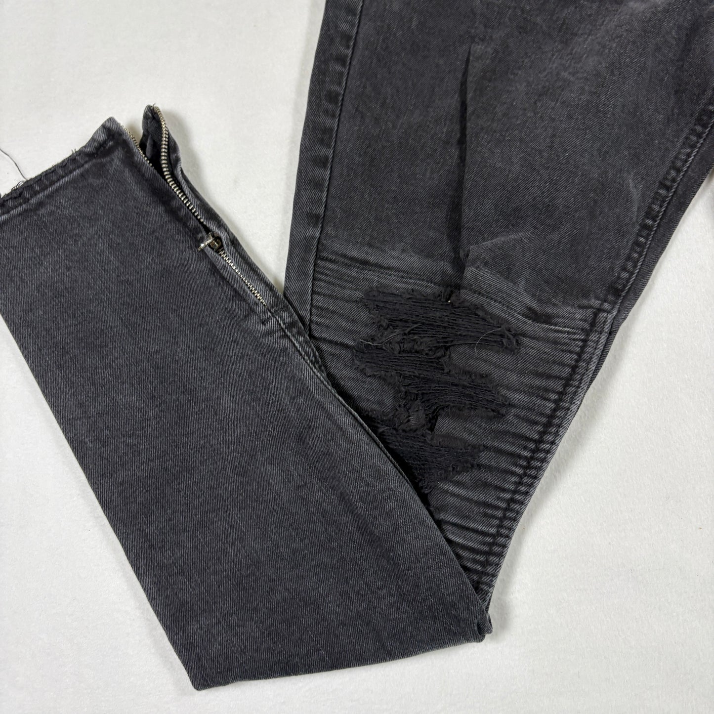 PacSun mens jeans size 33x30 black stacked skinny distressed grunge Y2K zipper