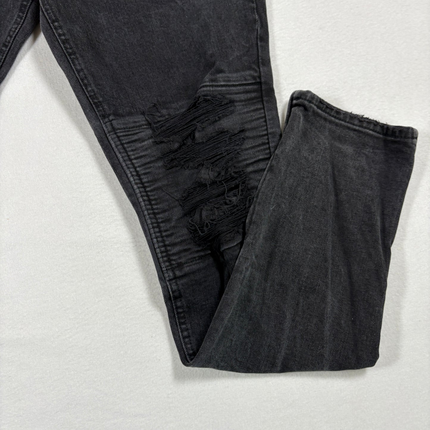 PacSun mens jeans size 33x30 black stacked skinny distressed grunge Y2K zipper