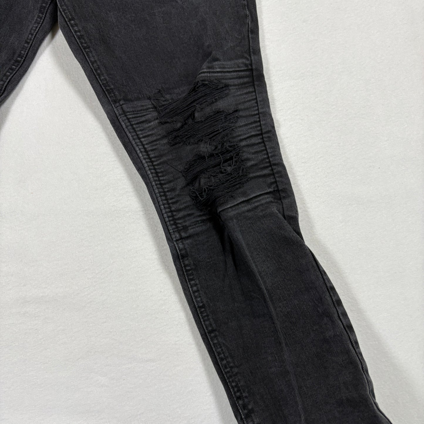 PacSun mens jeans size 33x30 black stacked skinny distressed grunge Y2K zipper