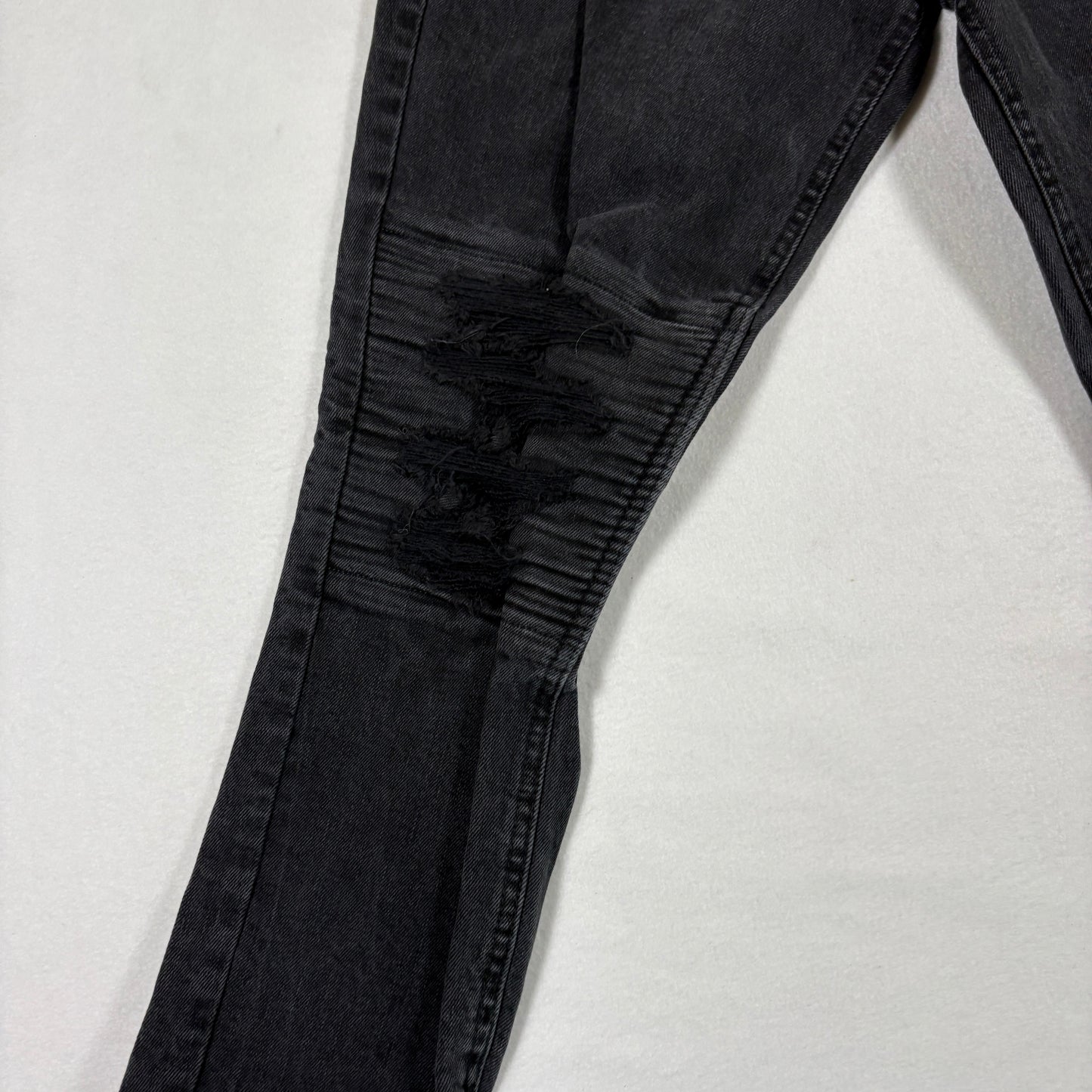 PacSun mens jeans size 33x30 black stacked skinny distressed grunge Y2K zipper