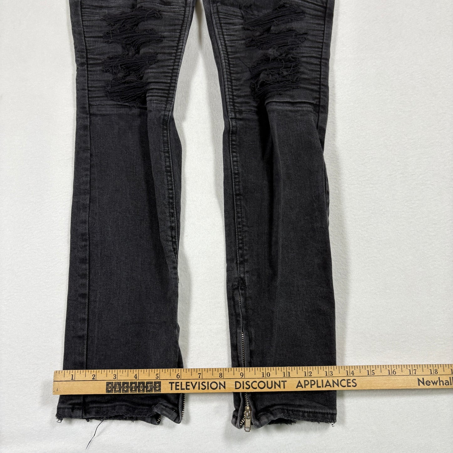 PacSun mens jeans size 33x30 black stacked skinny distressed grunge Y2K zipper
