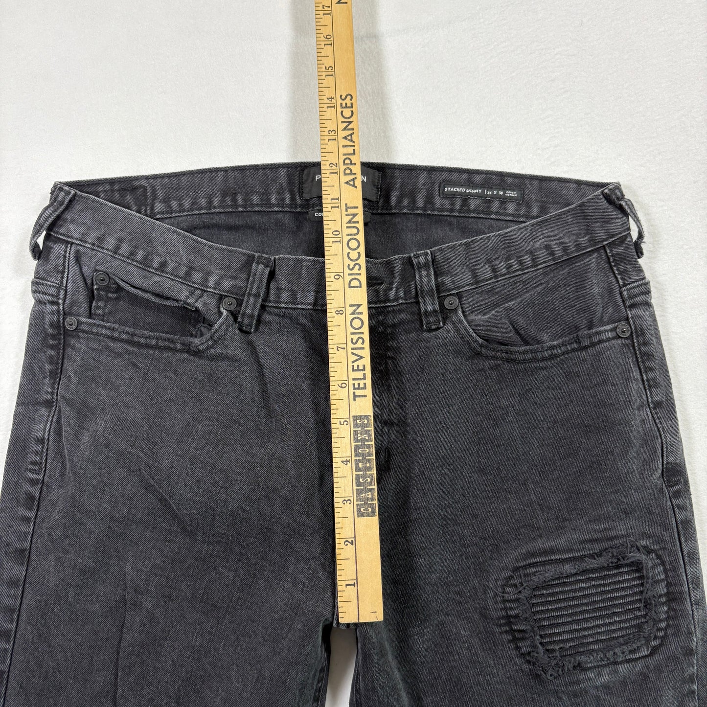 PacSun mens jeans size 33x30 black stacked skinny distressed grunge Y2K zipper