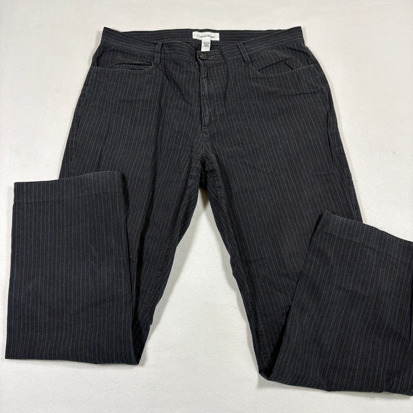 Calvin Klein mens pants size 34x32 black gray pinstripe Y2K vintage straight