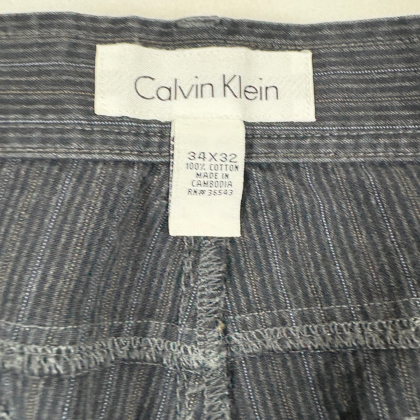 Calvin Klein mens pants size 34x32 black gray pinstripe Y2K vintage straight