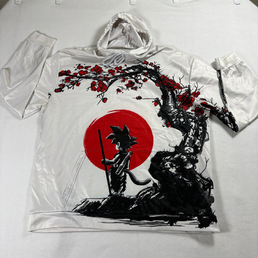 Anime Graphic Hoodie Mens XL White Red Black Streetwear Oversized Pullover FitXY