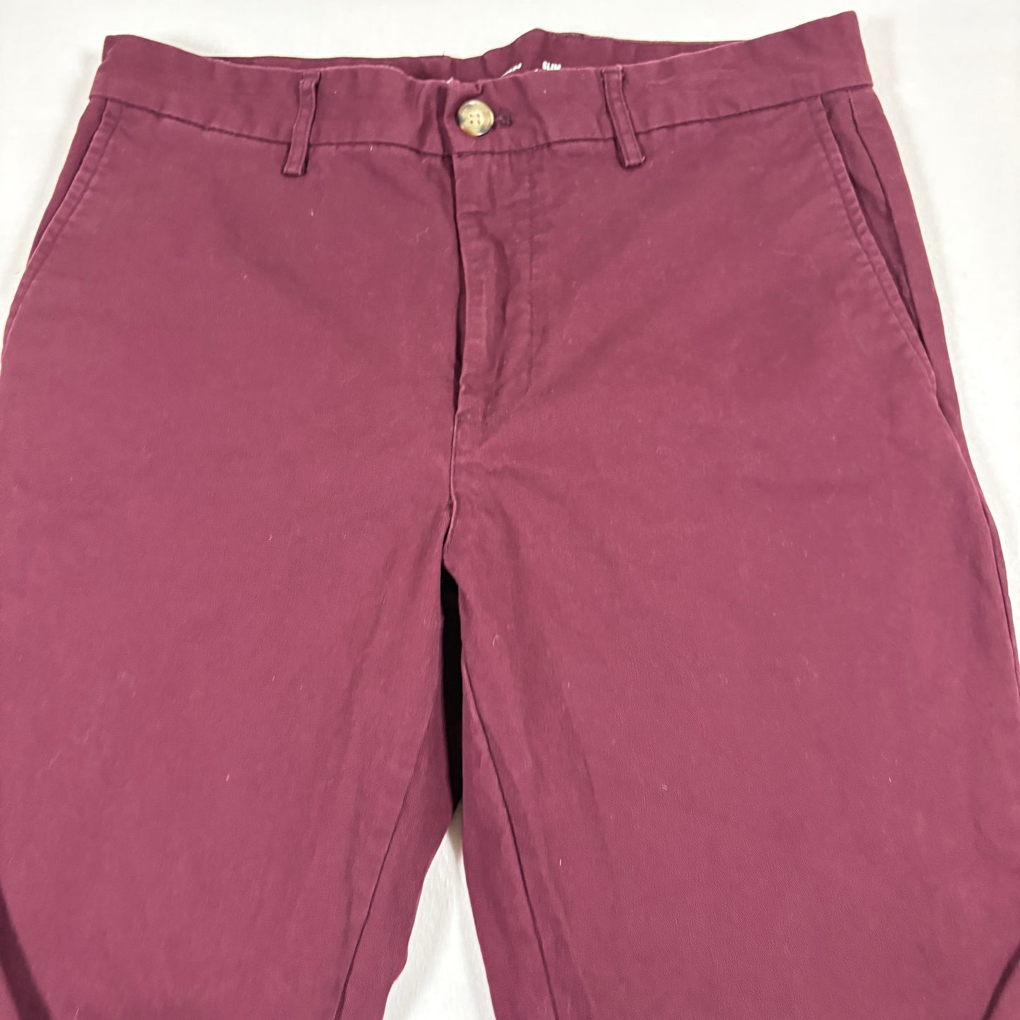 Old Navy mens pants size 32x34 burgundy slim fit stretch chinos Y2K casual