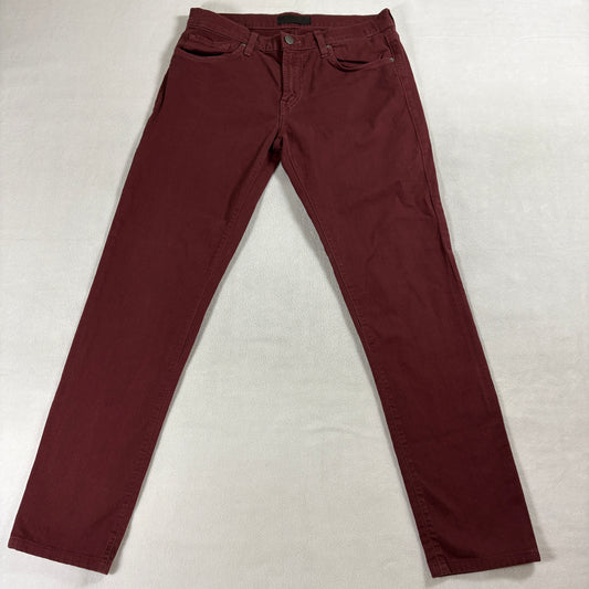 J Brand Tyler Slim Straight Jeans Mens 32 Fits Like 32X31 Burgundy Stretch Pants