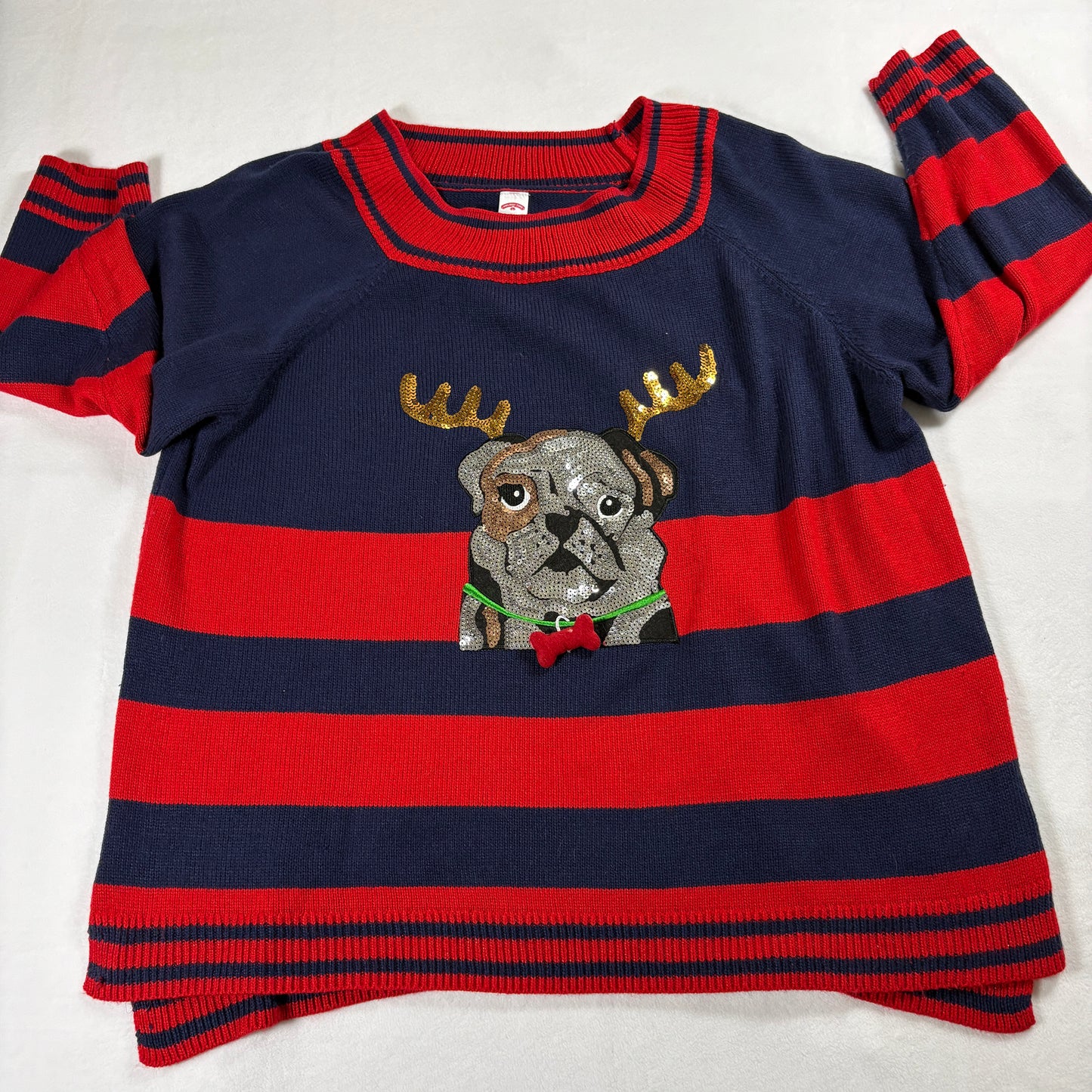 Holiday Time Sweater Womens 3X Pug Reindeer Ugly Christmas Knit Cozy Festive