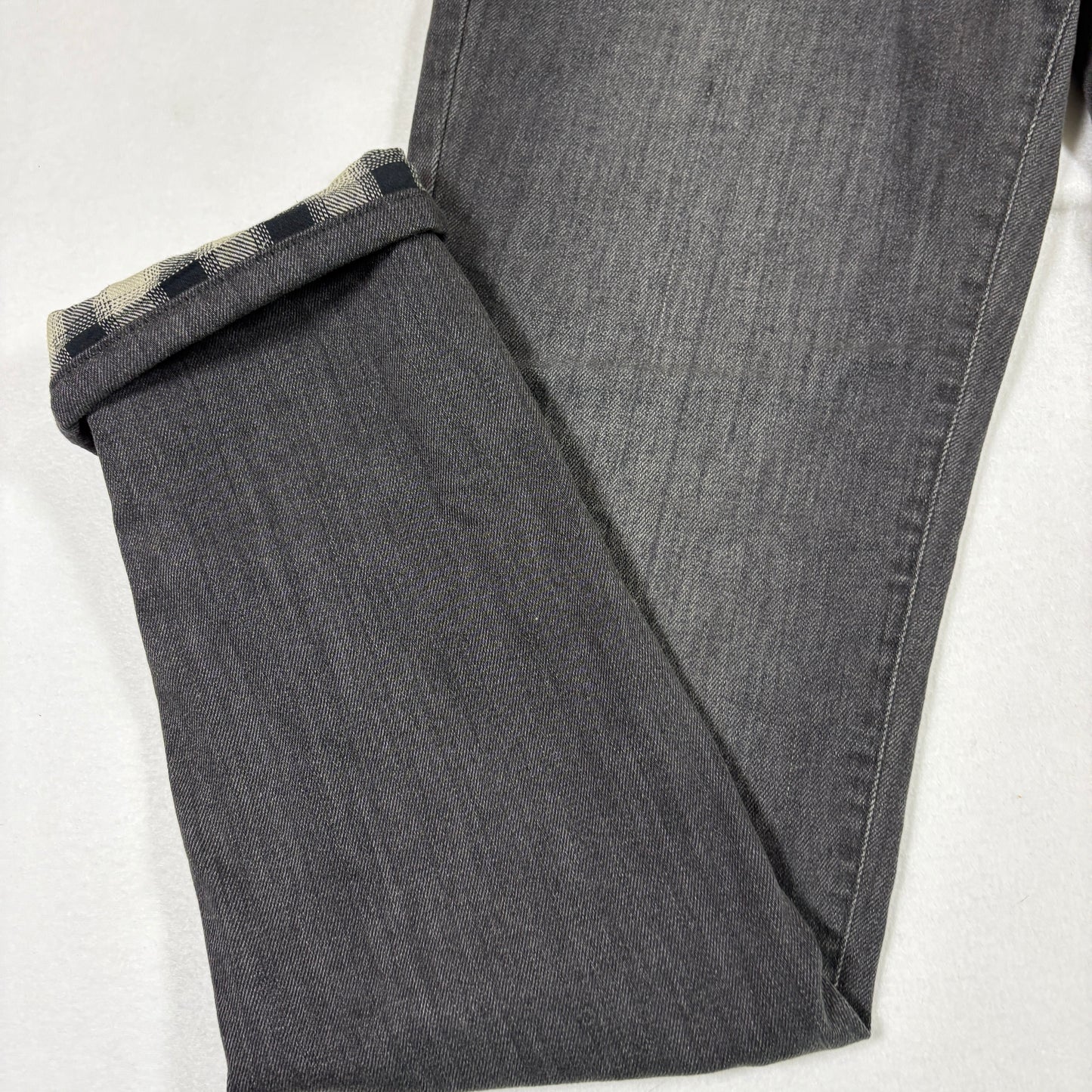Eddie Bauer womens jeans size 2 black gray boyfriend mid rise straight plaid cuff