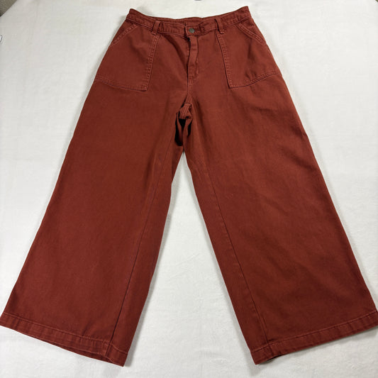 Universal Thread Pants Womens 6/28R Rust Wide Leg Cropped Retro Y2K High Rise Up