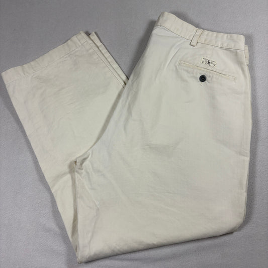 Polo Ralph Lauren Pants Mens 36x34 Cream Khaki Chinos 100% Cotton Classic