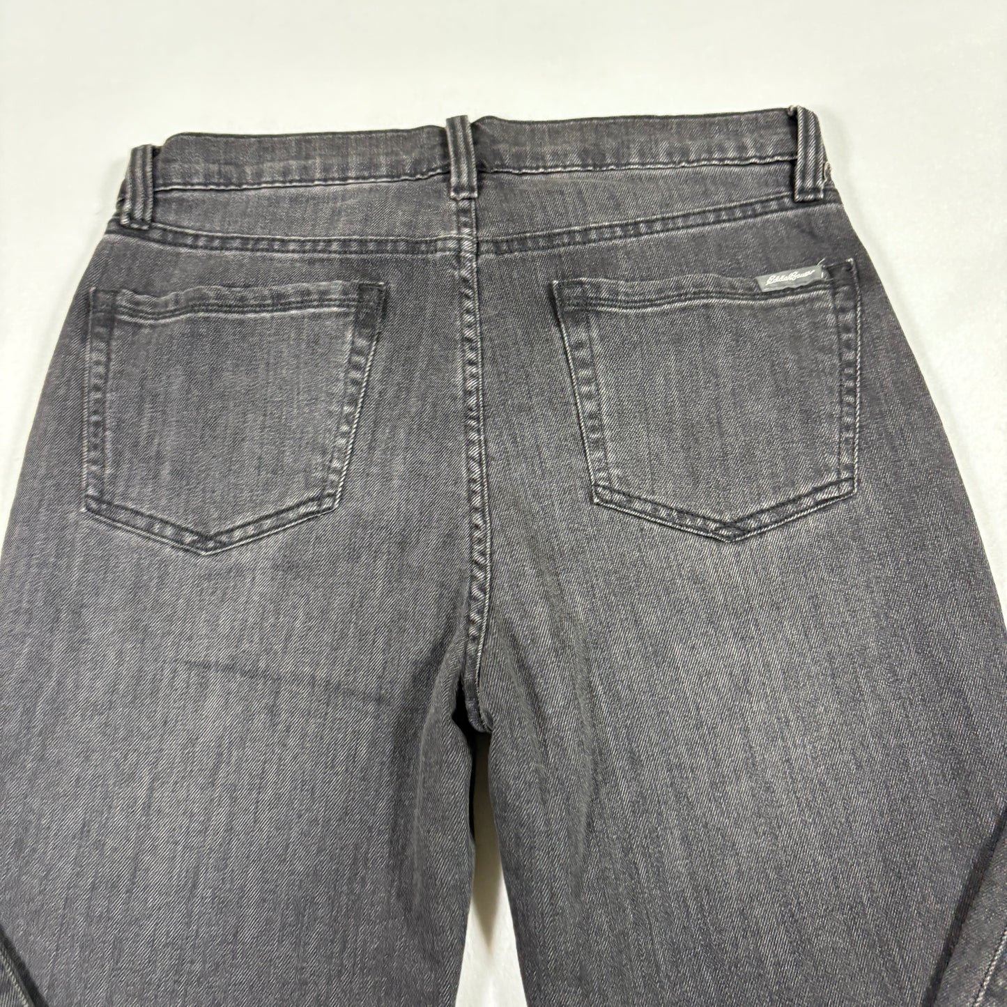 Eddie Bauer womens jeans size 2 black gray boyfriend mid rise straight plaid cuff