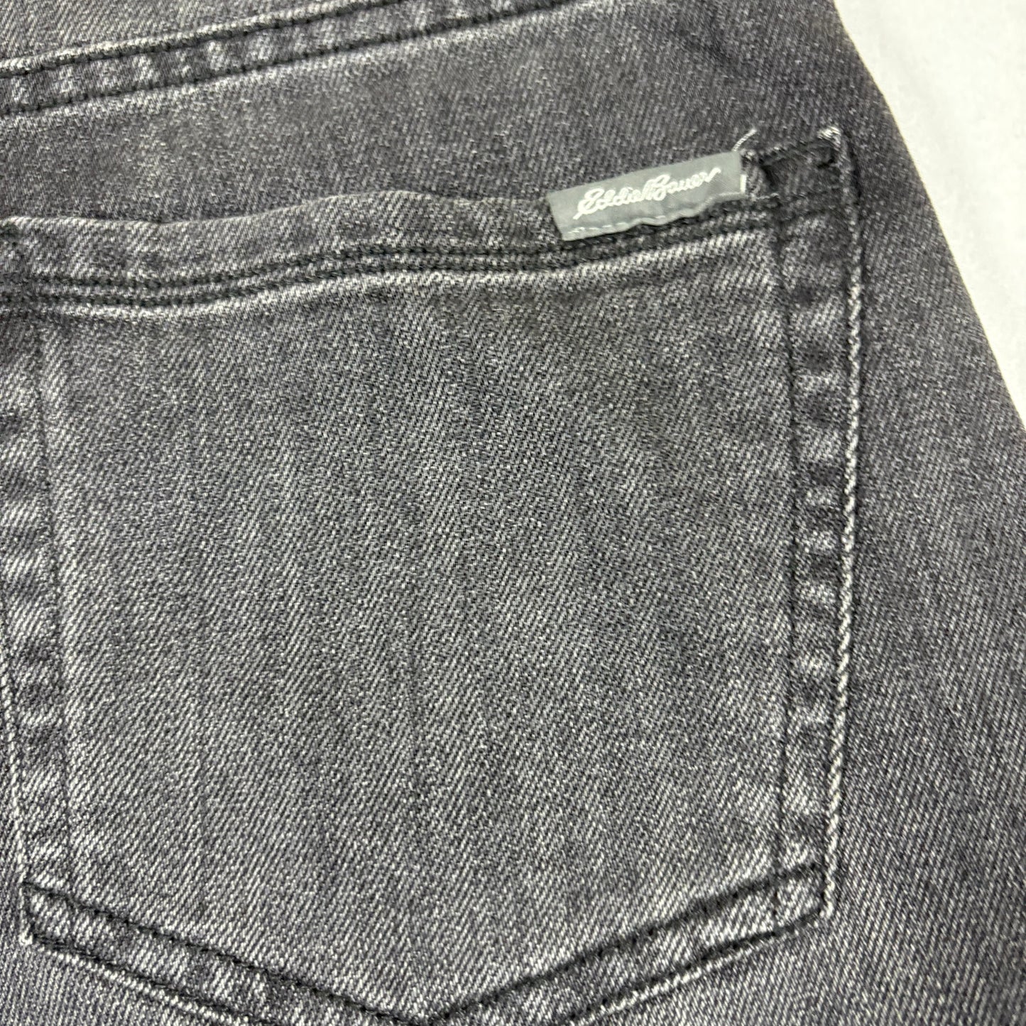 Eddie Bauer womens jeans size 2 black gray boyfriend mid rise straight plaid cuff