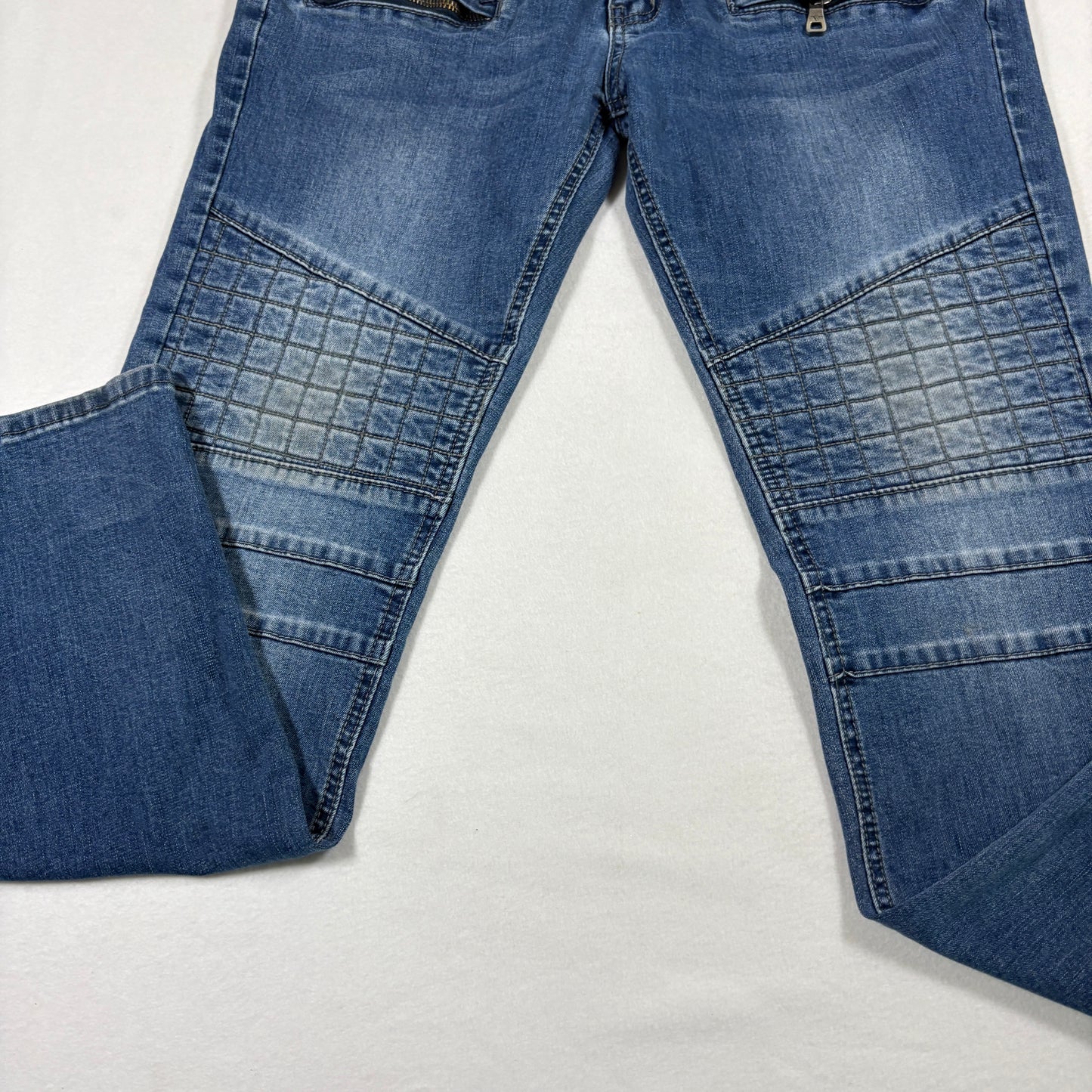 V1969 Italia mens jeans W32 L32 blue biker moto slim fit denim Y2K grunge