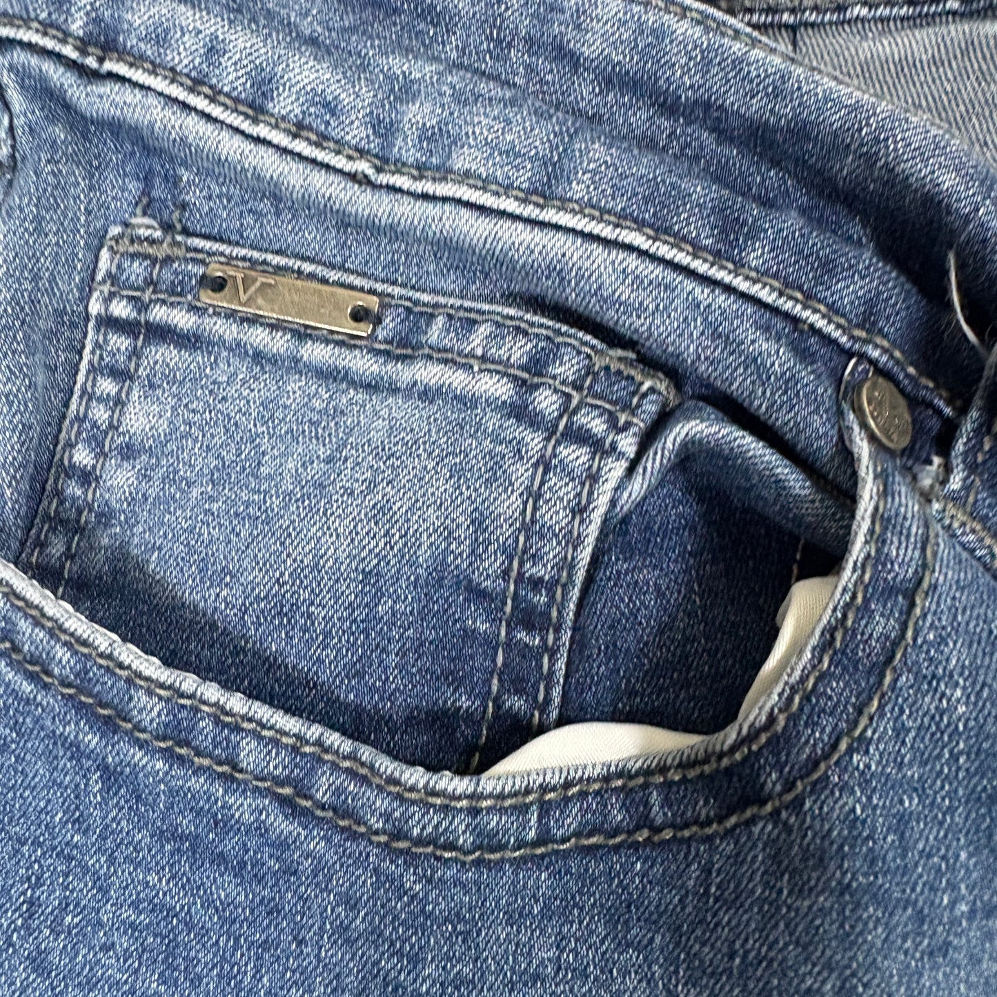 V1969 Italia mens jeans W32 L32 blue biker moto slim fit denim Y2K grunge