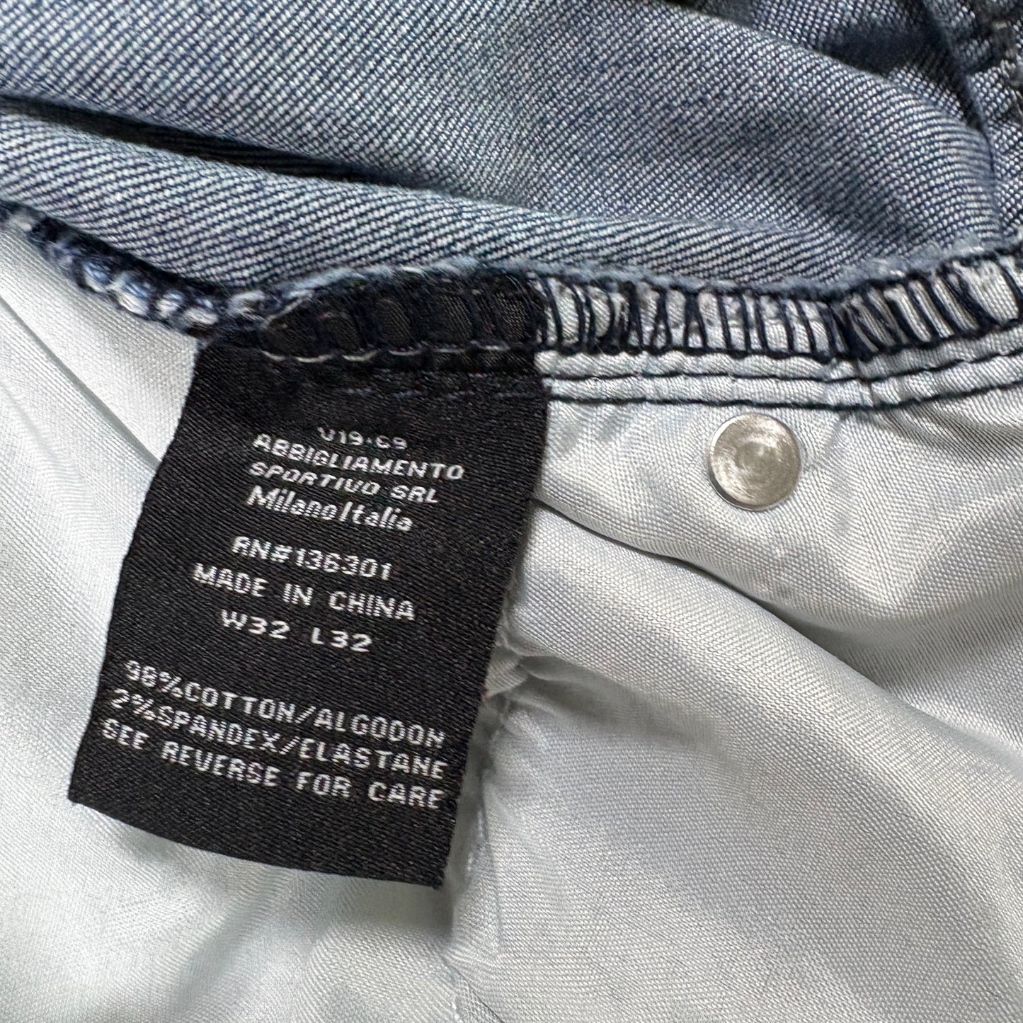 V1969 Italia mens jeans W32 L32 blue biker moto slim fit denim Y2K grunge