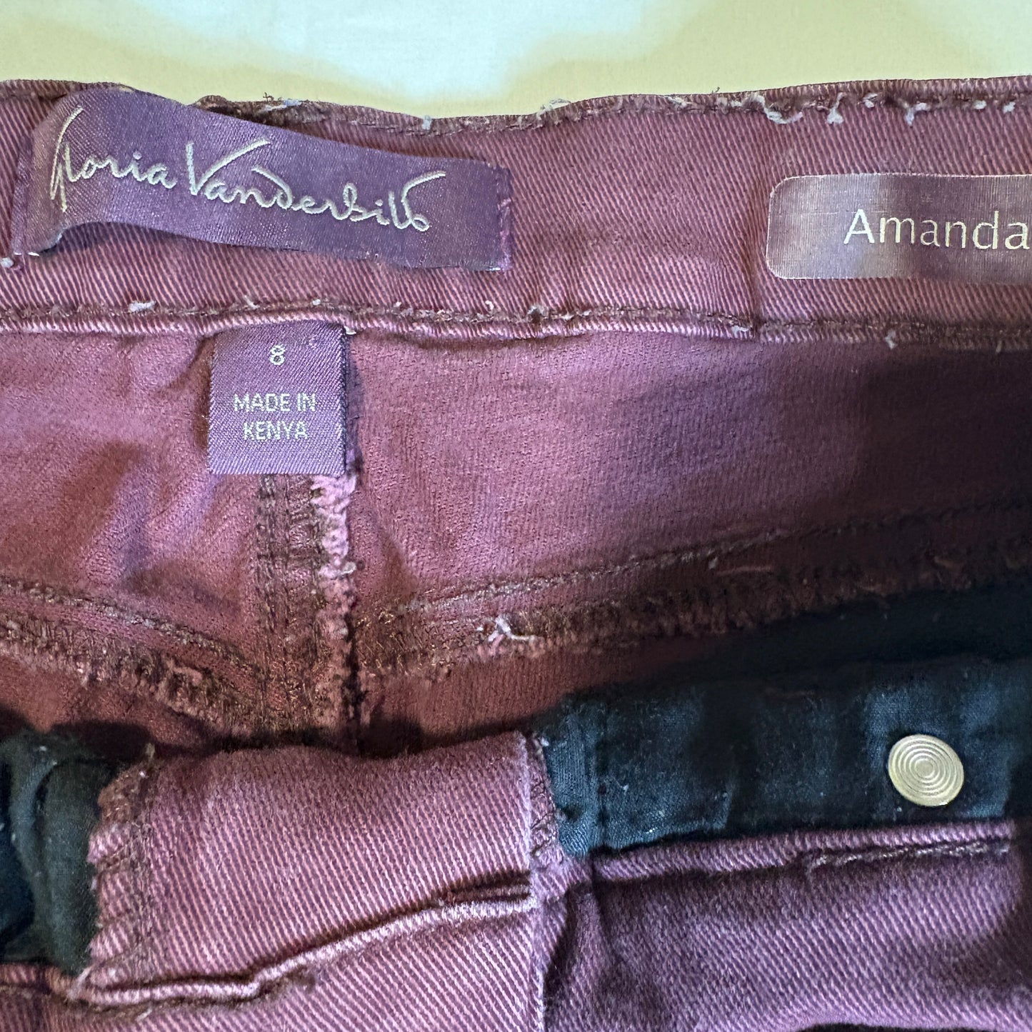 Gloria Vanderbilt Amanda Jeans Women’s 8 Baggy High Rise Straight Leg Plum Purple