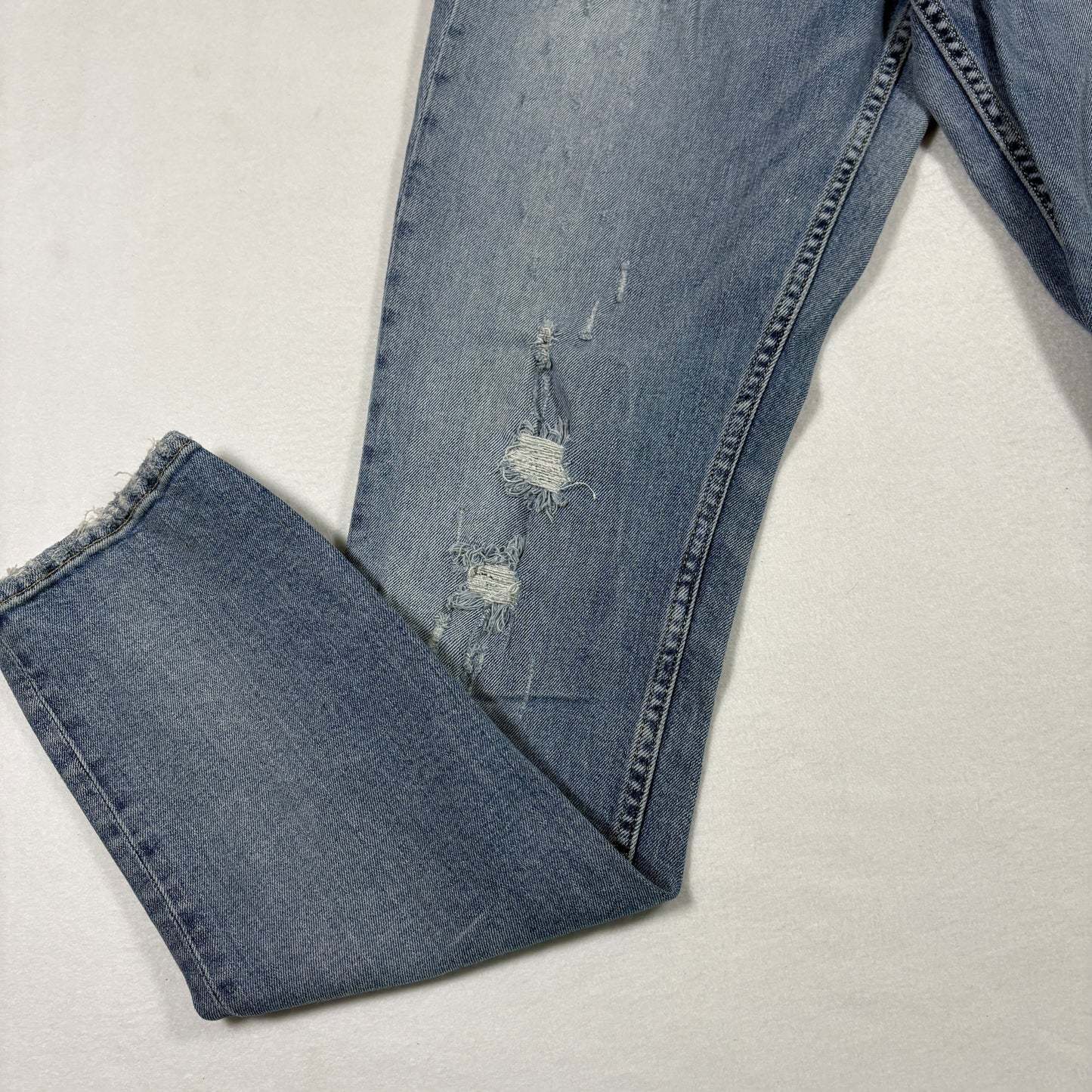 H&M mens jeans 34x32 light wash distressed skinny high rise denim Y2K grunge