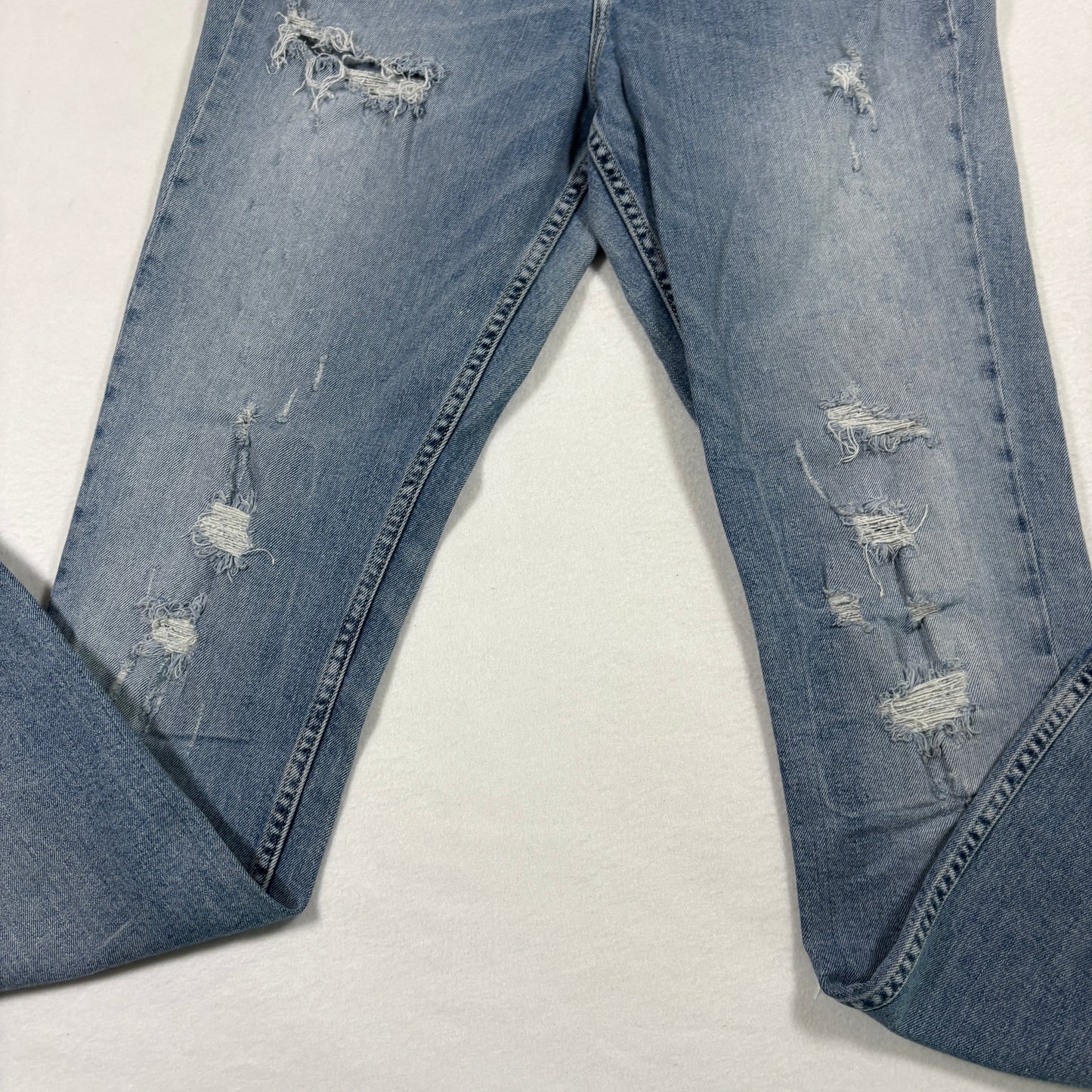 H&M mens jeans 34x32 light wash distressed skinny high rise denim Y2K grunge